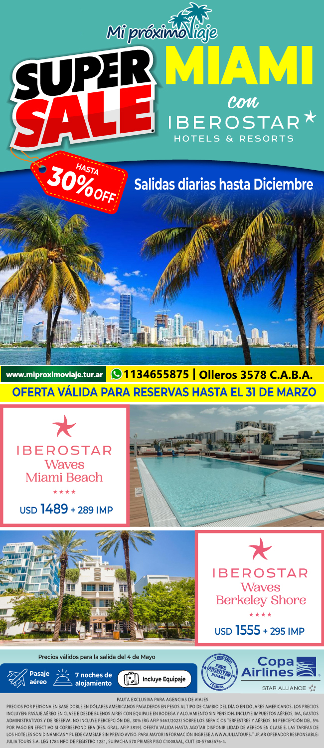 MIAMI VOLANDO CON COPA Y HOSPEDANDOTE EN IBEROSTAR